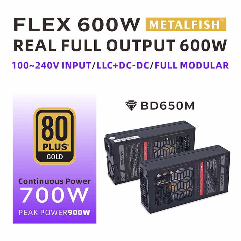 Atx Power Supply 1U Flex 500W - METALFISH Flex 600W Fonte de alimentação