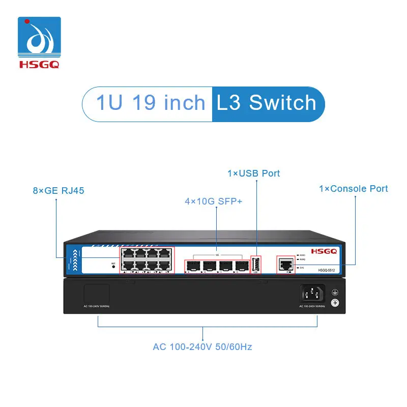 Sfp+ 10G Managed Switch 8 Port - 2026/HSGQ-5512 Switch de Fibra Gerenciado de