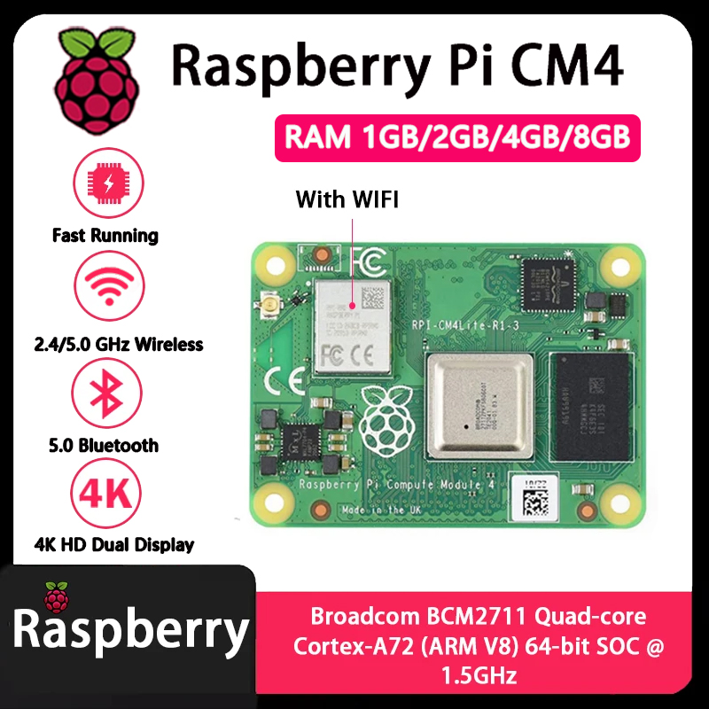 Raspberry Pi CM4 1GB/2GB/4GB/8 - Raspberry Pi Cm4 8Gb Ram 32Gb Emmc Wifi avaliação e preço